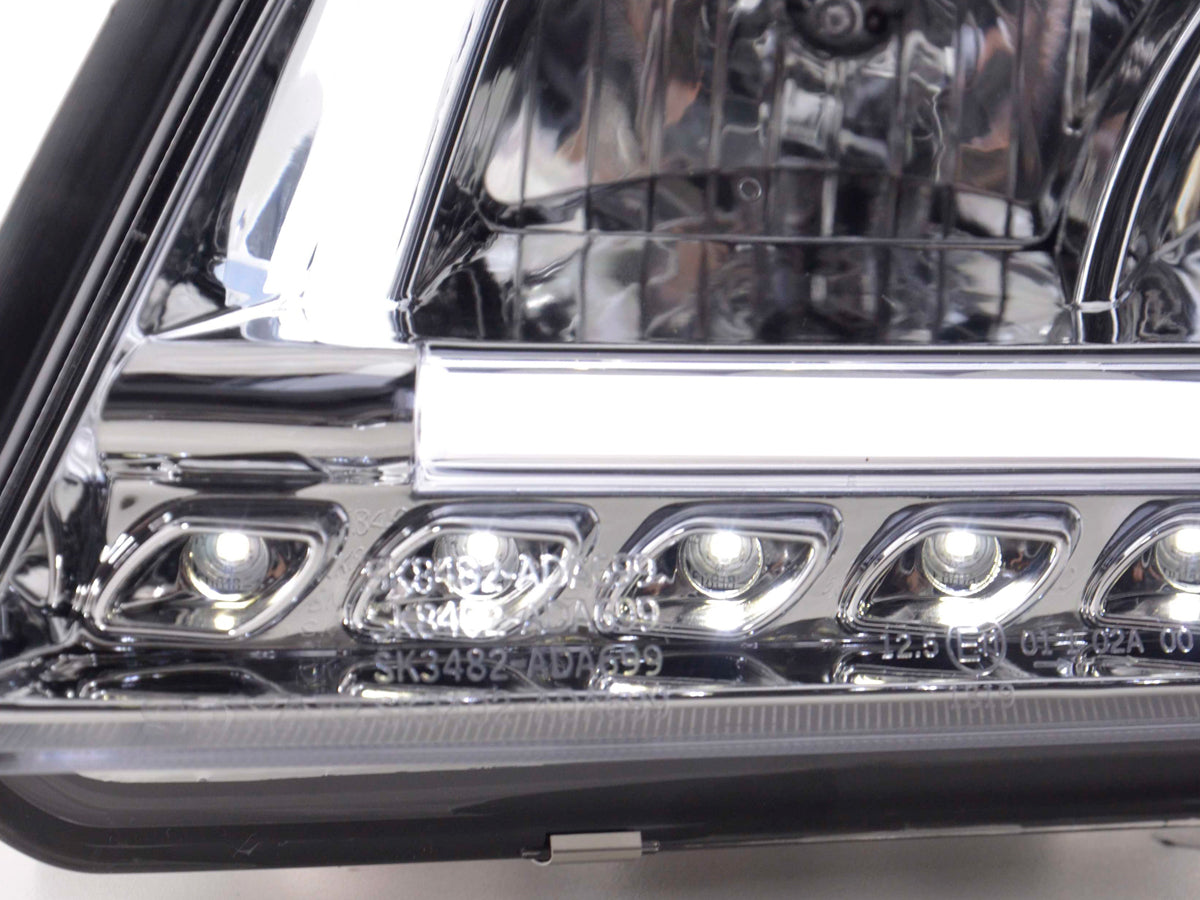 Scheinwerfer Set Daylight LED TFL-Optik Audi A6 Typ 4B 97-01 chrom Scheinwerfer Set Daylight LED TFL-Optik Audi A6 Typ 4B 97-01 chrom
